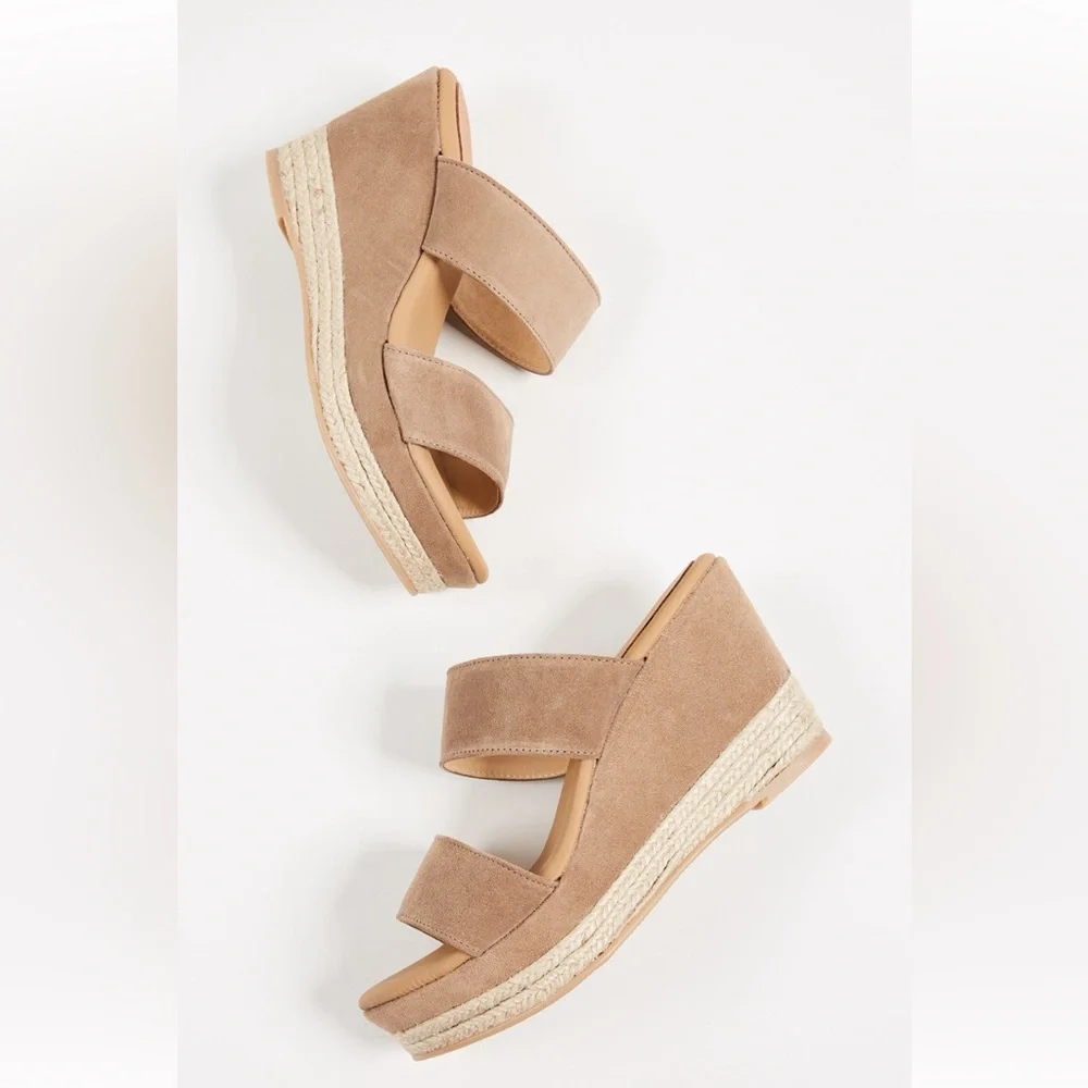 Matt Bernson 8 Icaria Platform Wedge Espadrilles in Tan Suede EUC Made In Spain